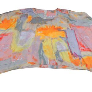 Chico's Artsy/Art to Wear/Abstract Boxy Short Sleeve Blouse Women's Size S/M